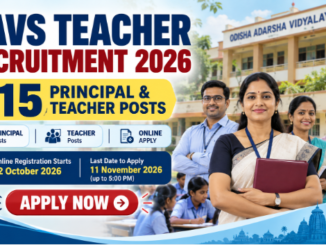 OAVS Teacher Recruitment 2026 for 815 Principal and Teacher vacancies in Odisha
