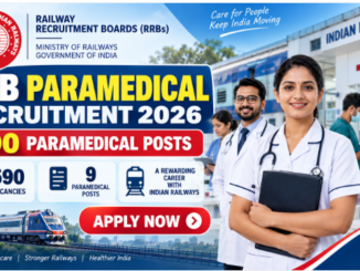 RRB Paramedical Recruitment 2026 for 590 posts with 12th and Bachelor’s qualifications