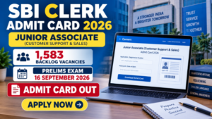 SBI Clerk Admit Card 2026 for Junior Associate backlog Prelims exam download update