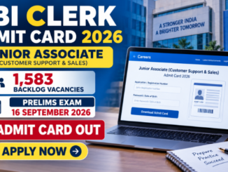 SBI Clerk Admit Card 2026 for Junior Associate backlog Prelims exam download update