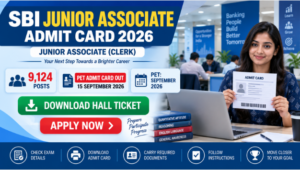 SBI Junior Associate Admit Card 2026 PET hall ticket download and examination information