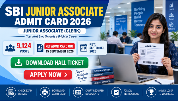 SBI Junior Associate Admit Card 2026 Download SBI Junior Associate Admit Card 2026 PET hall ticket download and examination information