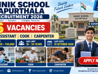 Sainik School Kapurthala Recruitment 2026 for Lab Assistant Cook and Carpenter posts