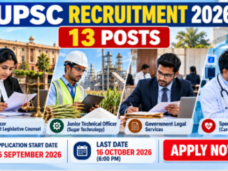 UPSC Recruitment 2026 banner showing 13 vacancies across law, engineering and Cardiology posts