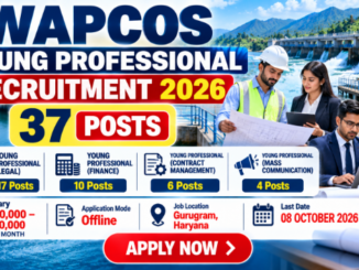 WAPCOS Young Professional Recruitment 2026 with 37 Legal Finance Contract and Media posts