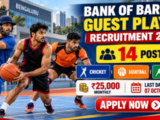 Bank of Baroda Guest Player Recruitment 2026 banner for 14 Cricket, Basketball and Kabaddi vacancies
