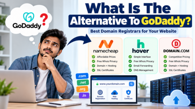Best GoDaddy alternatives including Namecheap, Hover, and Domain.com for domain registration.