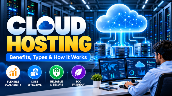 Cloud Hosting Explained Cloud hosting explained with cloud computing servers and network infrastructure