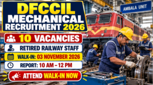 DFCCIL Mechanical Recruitment 2026 banner showing a railway maintenance professional and 10 vacancies.