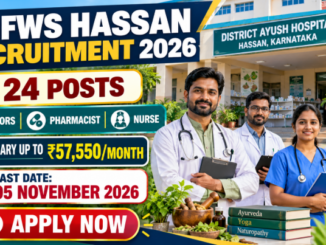 DHFWS Hassan Recruitment 2026 featuring Indian healthcare professionals at a district AYUSH facility.