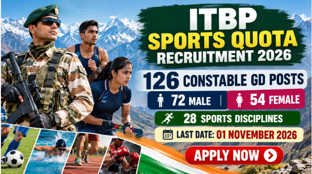 ITBP Sports Quota Recruitment 2026 – 126 Posts