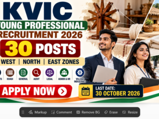 KVIC Young Professional Recruitment 2026 for 30 posts with online application details