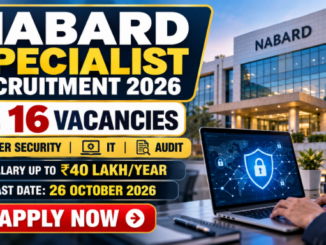 NABARD Specialist Recruitment 2026 notification banner featuring 16 cybersecurity and IT specialist vacancies