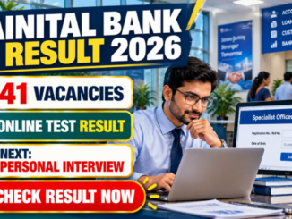 Nainital Bank Specialist Officer Result 2026 with a banking professional checking an online test result.