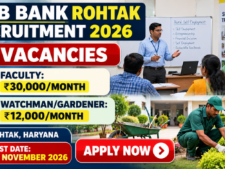 PNB Bank Rohtak Recruitment 2026 banner for Faculty and Watchman Gardener vacancies in Haryana
