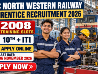 RRC North Western Railway Apprentice Recruitment 2026 with railway technician and 2008 ITI training slots