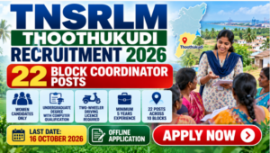TNSRLM Thoothukudi Recruitment 2026 for 22 Block Coordinator vacancies