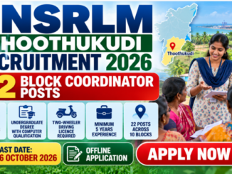TNSRLM Thoothukudi Recruitment 2026 for 22 Block Coordinator vacancies