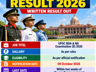 UPSC NDA 2 Result 2026 written result announcement with roll number list and SSB interview details.